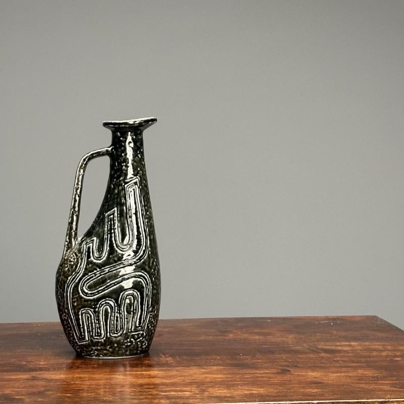 Gunnar Nylund, Swedish Mid-Century Modern, Green Vase, Glazed Stoneware, 1960s - 3
