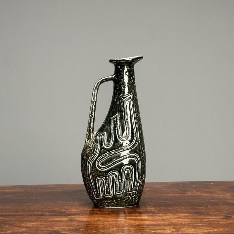 Gunnar Nylund, Swedish Mid-Century Modern, Green Vase, Glazed Stoneware, 1960s - 4