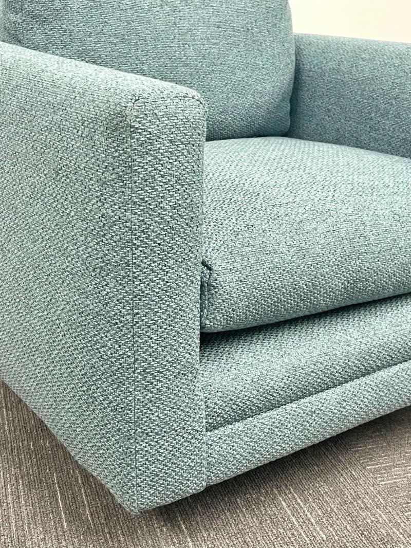 Pair Teal Milo Baughman Style Mid-Century Modern Lounge Chairs, Swivel, Square - 6