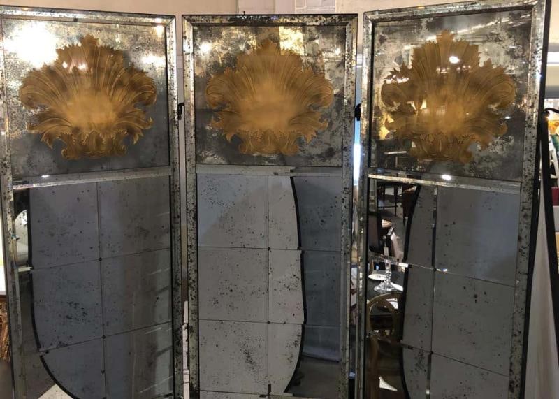 Pair of Art Deco Fashioned Three-Panel Mirrored Room Dividers or Folding Screens - 6