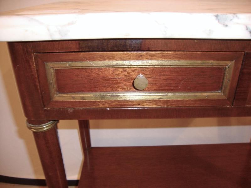 Diminutive Marble-Top Mahogany Stand, End Table in the Manner of Jansen - 4