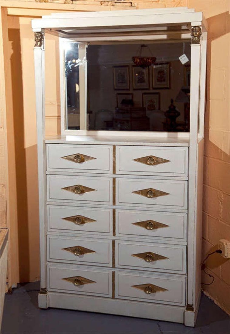 French Empire Style Painted And Parcel Gilt Vanity Dresser by Grosfeld House - 2