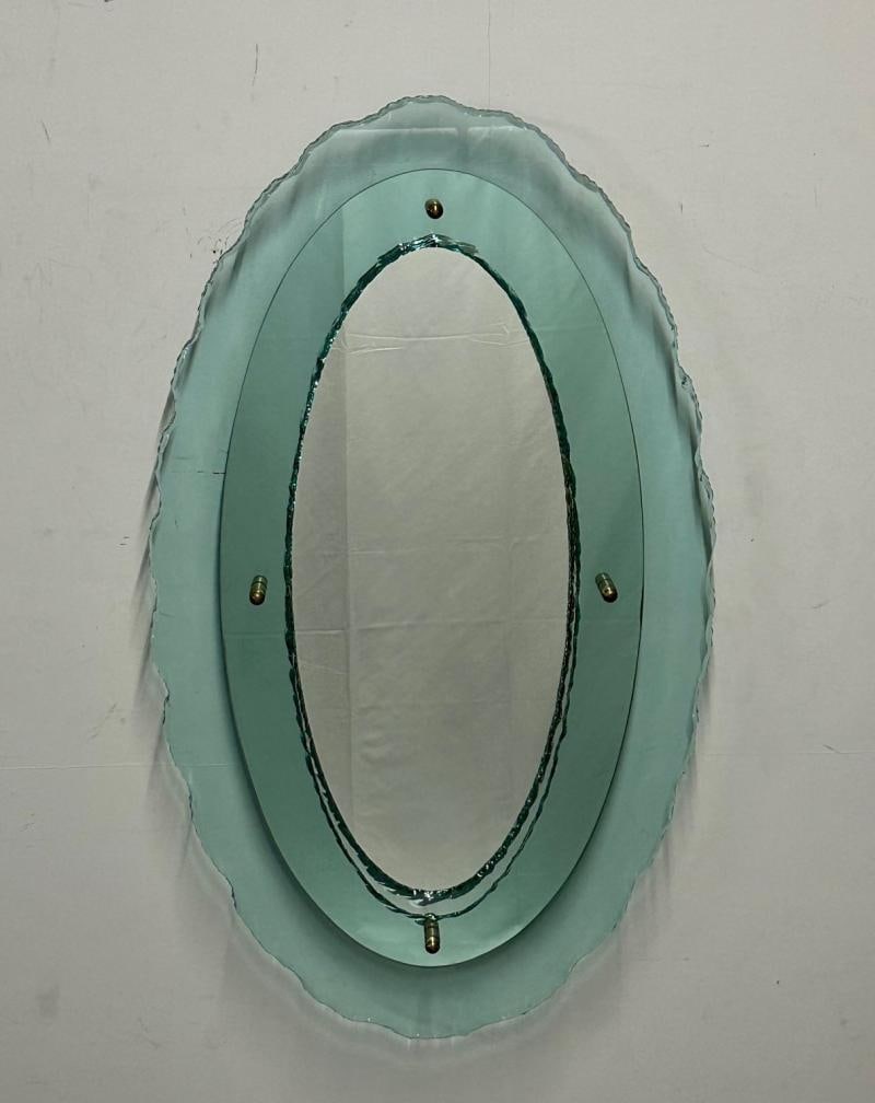 Italian Mid-Century Modern Fontana Arte Oval Glass Mirror or Plateau or Tray - 3