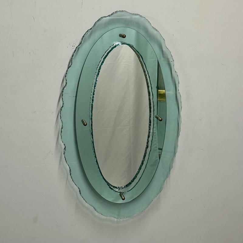Italian Mid-Century Modern Fontana Arte Oval Glass Mirror or Plateau or Tray - 4
