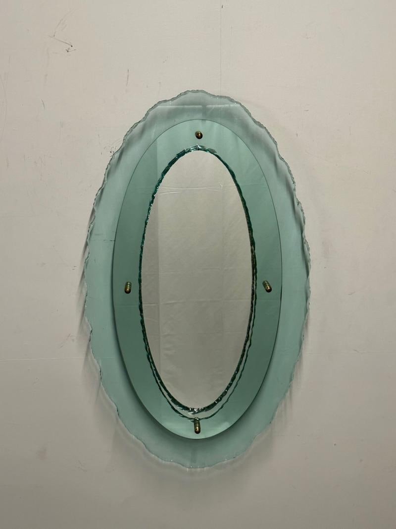 Italian Mid-Century Modern Fontana Arte Oval Glass Mirror or Plateau or Tray - 8