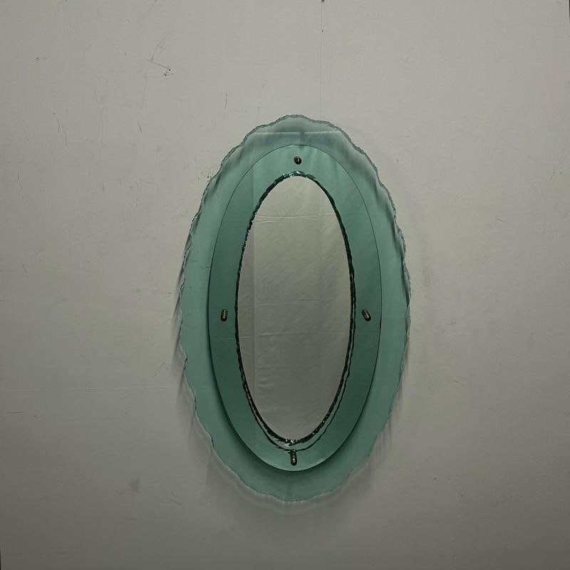 Italian Mid-Century Modern Fontana Arte Oval Glass Mirror or Plateau or Tray - 9