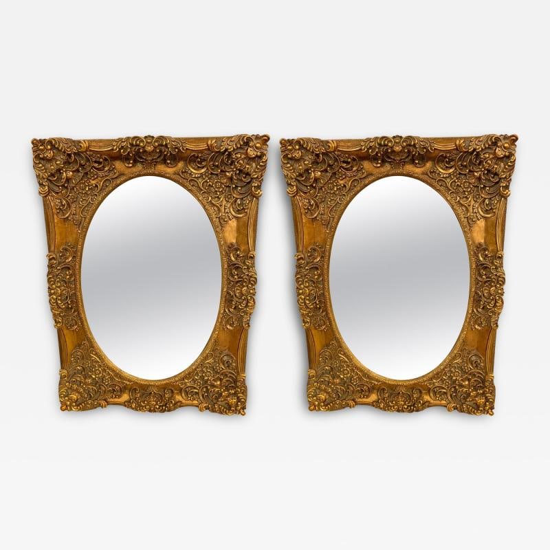 Pair of French Style Wall, Console or Pier Mirrors. Gilt Gesso and Wooden. - 2
