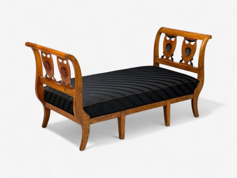 Biedermeier Style, Fruitwood, Black Fabric, Daybed, USA, 19th c. - 2
