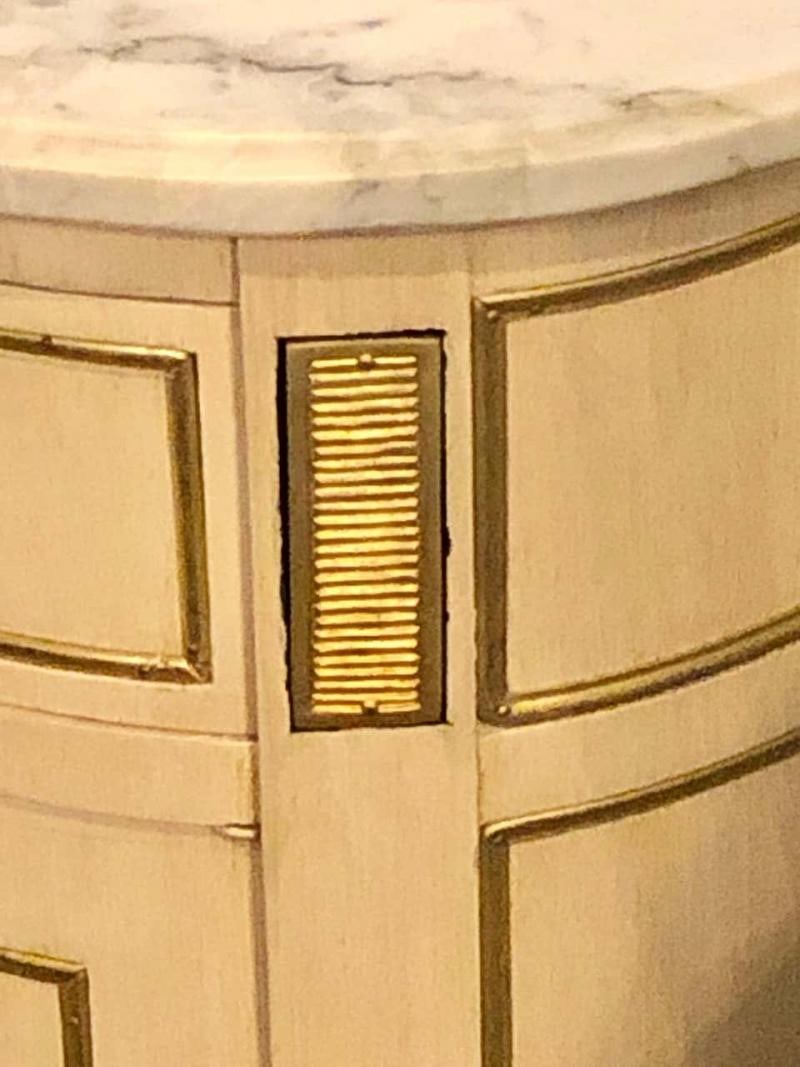 Louis XV Style Demilune Painted & Bronze Mounted End Tables or Nightstands, Pair - 4