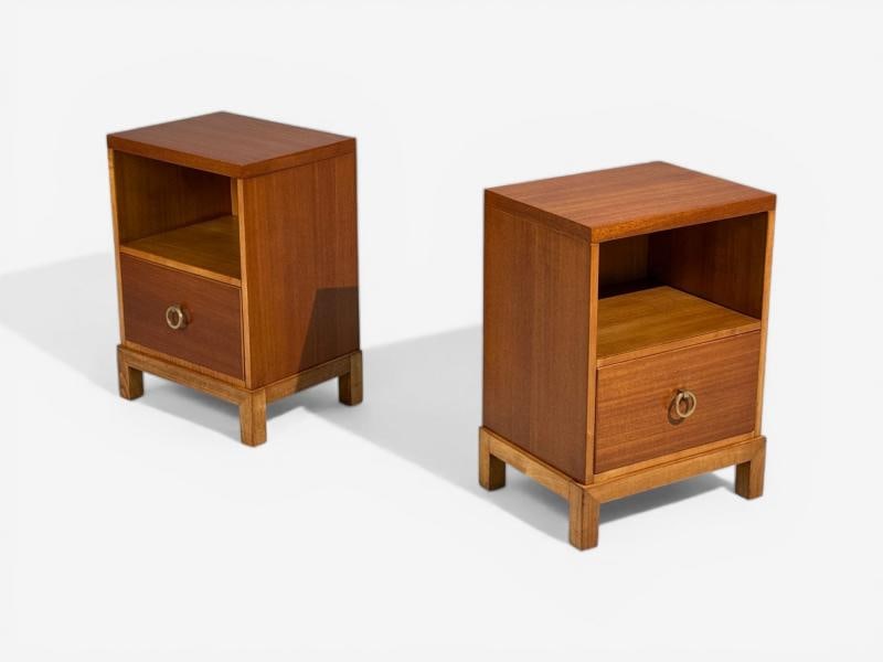 T.H. Robsjohn-Gibbings, Nightstands, Mahogany, Brass, USA, 1960s - 3