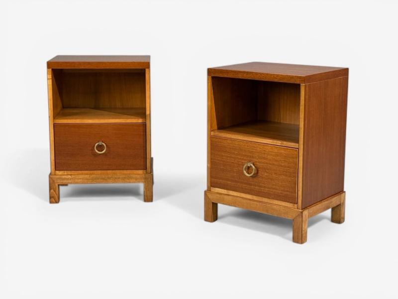 T.H. Robsjohn-Gibbings, Nightstands, Mahogany, Brass, USA, 1960s - 4