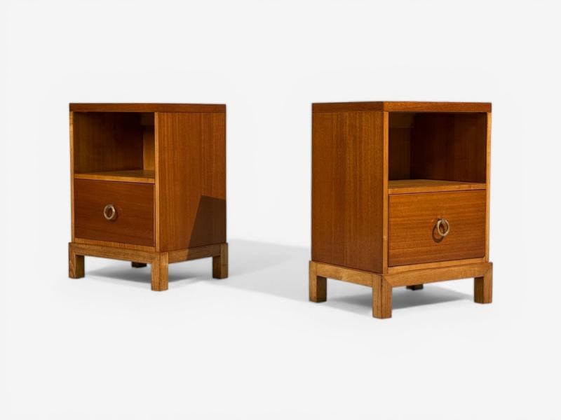 T.H. Robsjohn-Gibbings, Nightstands, Mahogany, Brass, USA, 1960s - 5