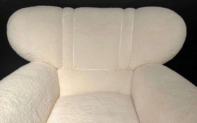 Mid-Century Modern Guglielmo Ulrich Lounge Chairs a Pair, Plush Sherpa Design - 2
