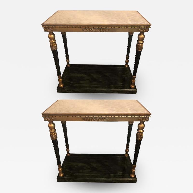 Pair of Swedish Neoclassical Style Marble-Top Consoles - 2