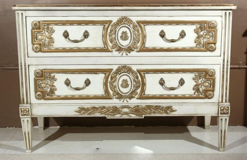 French Louis XVI Style Painted Commode Stamped Jansen - 2