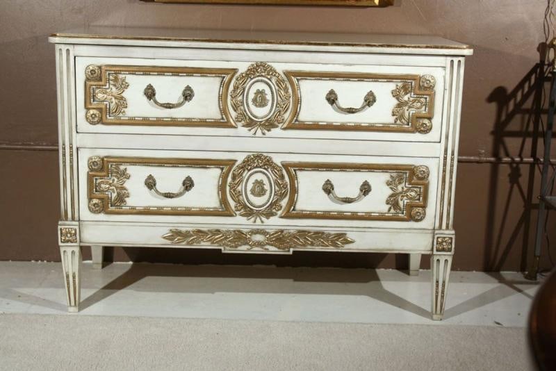 French Louis XVI Style Painted Commode Stamped Jansen - 3