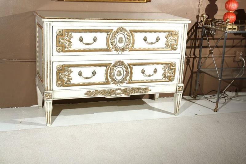 French Louis XVI Style Painted Commode Stamped Jansen - 4