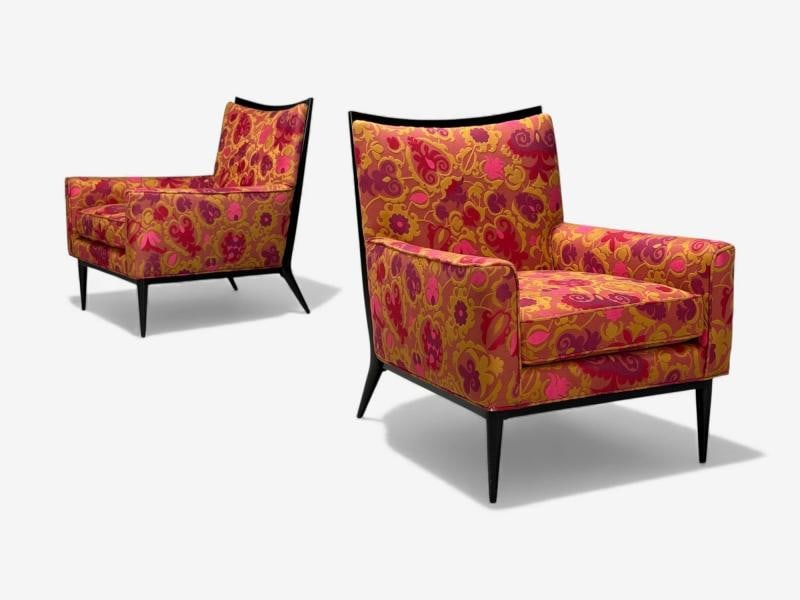 Paul McCobb, Ebonized Wood, Fabric, Lounge Chairs, USA, 1950s - 4