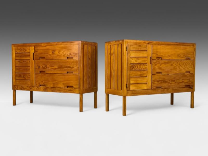 Pierre Gautier-Delaye, French Modern, Pine, Rare Commodes, France, 1957 - 2