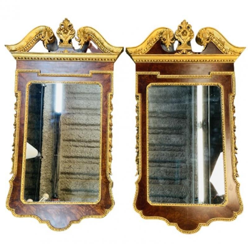 Pair of George II Style Pier / Console Mirrors, Burr Walnut and Parcel Gilt - 4
