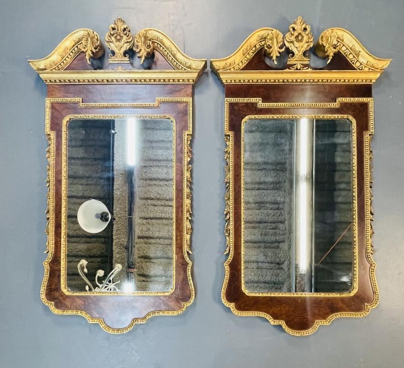Pair of George II Style Pier / Console Mirrors, Burr Walnut and Parcel Gilt - 5