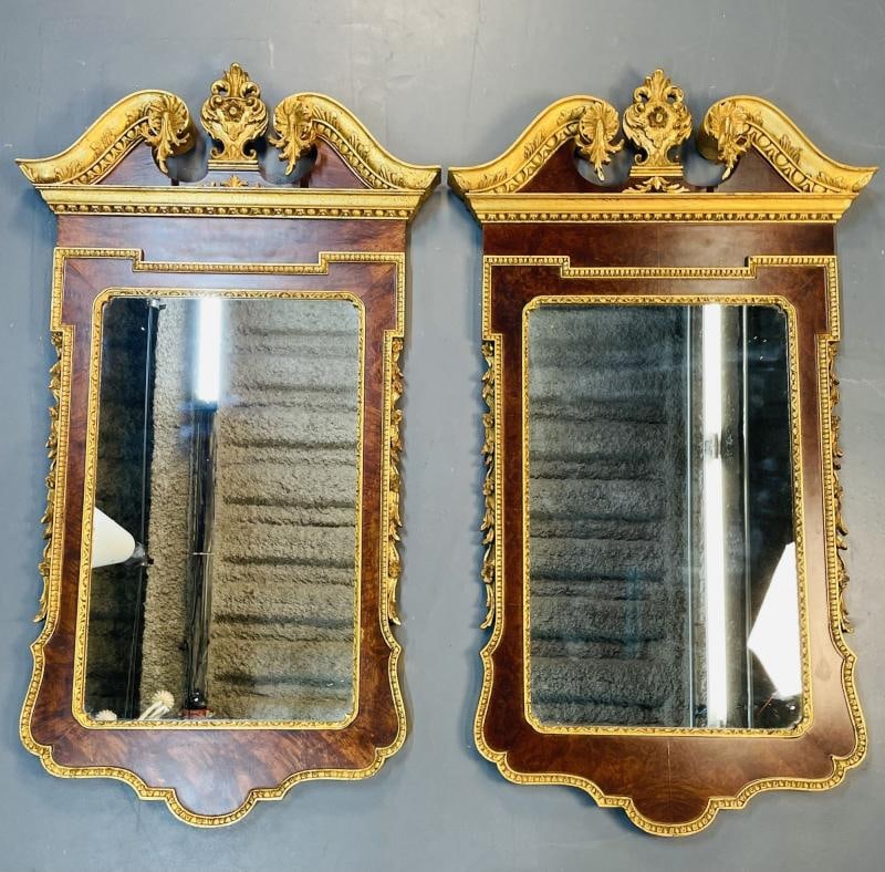 Pair of George II Style Pier / Console Mirrors, Burr Walnut and Parcel Gilt - 7