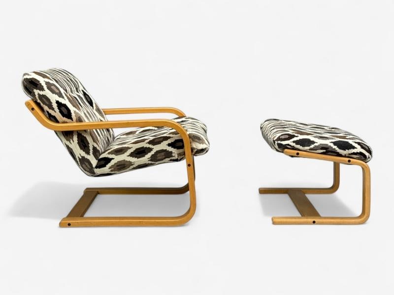 Westnofa, Bentwood, Fabric, Lounge Chair and Ottoman, Norway, 1960s - 2