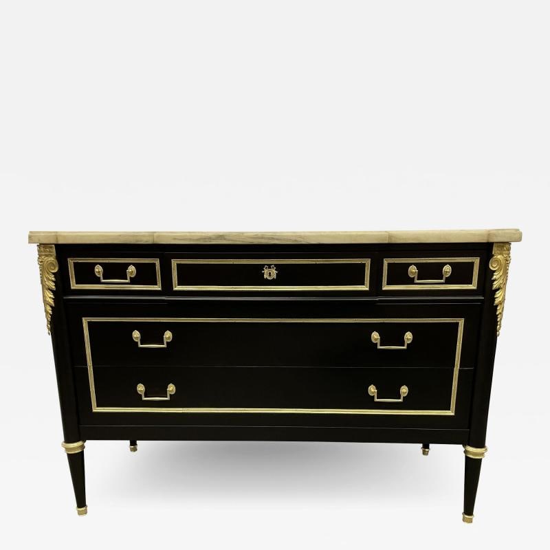 Jansen Louis XVI Style Bronze Mounted Commode with White Marble Top, 1940s - 2