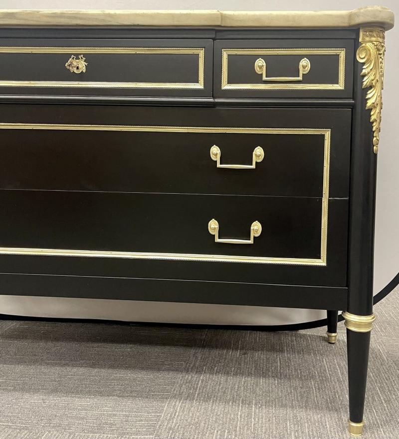 Jansen Louis XVI Style Bronze Mounted Commode with White Marble Top, 1940s - 7