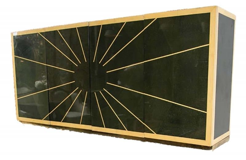 Cabinet on Bronze Stand Monumental Exquisite Sunburst Design - 2