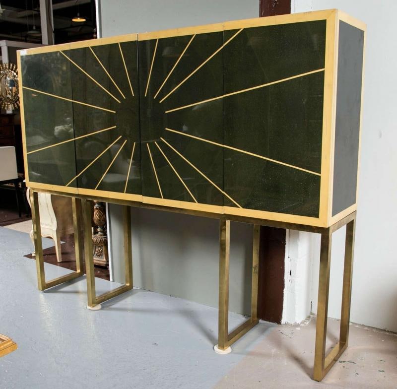 Cabinet on Bronze Stand Monumental Exquisite Sunburst Design - 3