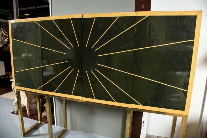 Cabinet on Bronze Stand Monumental Exquisite Sunburst Design - 6