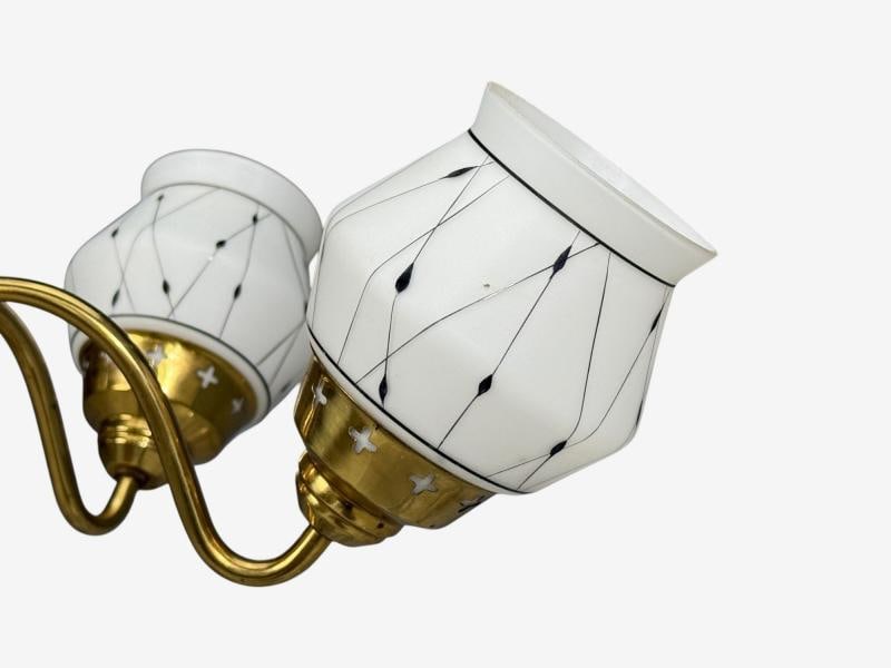 Swedish Modern, Pendant Light, Opaline Glass, Brass, Plastic, Sweden, 1930s - 7
