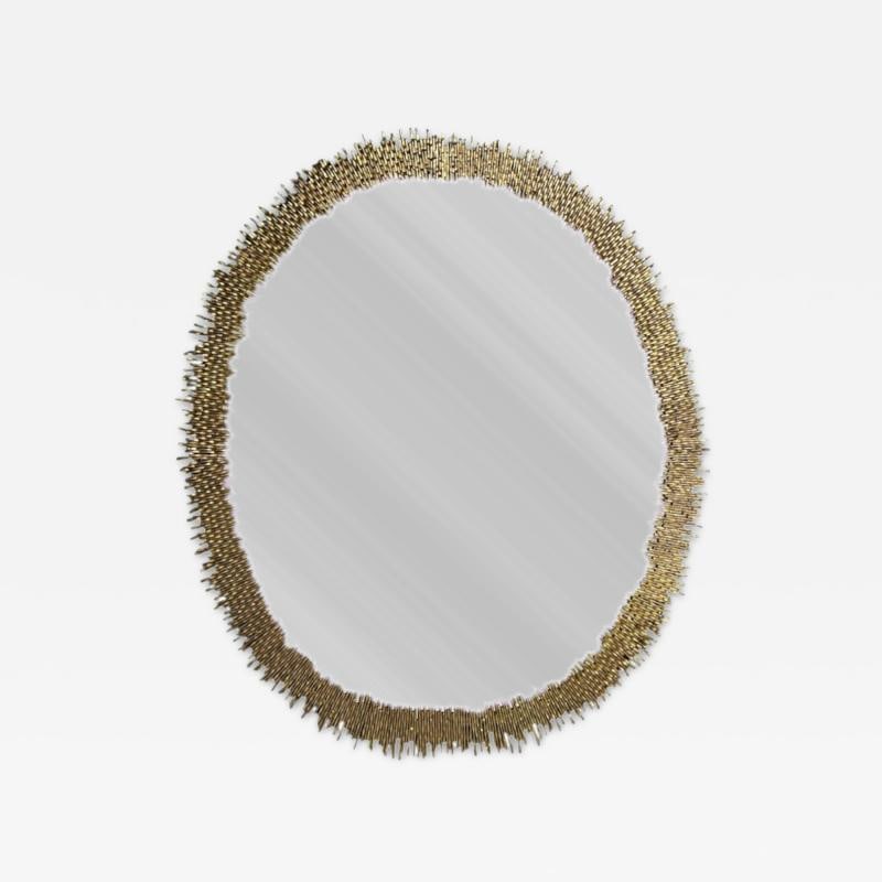 Hollywood Regency Style, Brutalist Modern, Round Wall Mirrors, Brass Star Motif - 2