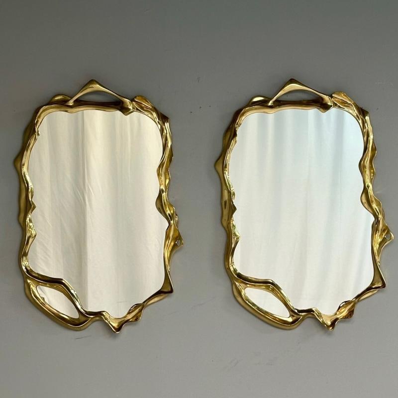 Contemporary, Organic Modern, Surrealist Bronze Wall Mirrors, Free Form - 2
