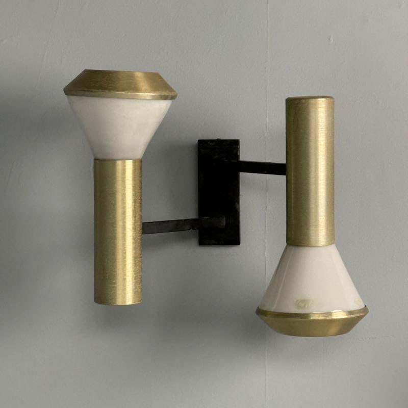 Stilux, Italian Mid-Century Modern, Wall Sconces, Brass, Aluminum, Italy, 1960s - 5