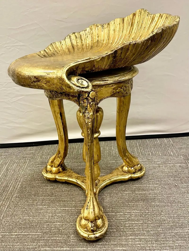 19th Century Grotto Fantasy Stool, Swivel, Italian, Gilt Gold, CIE Pauly Manner - 3