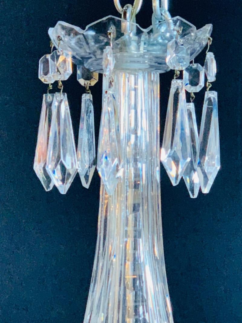 Stamped "Waterford" Six-Light Art Deco Style Crystal Chandelier - 7