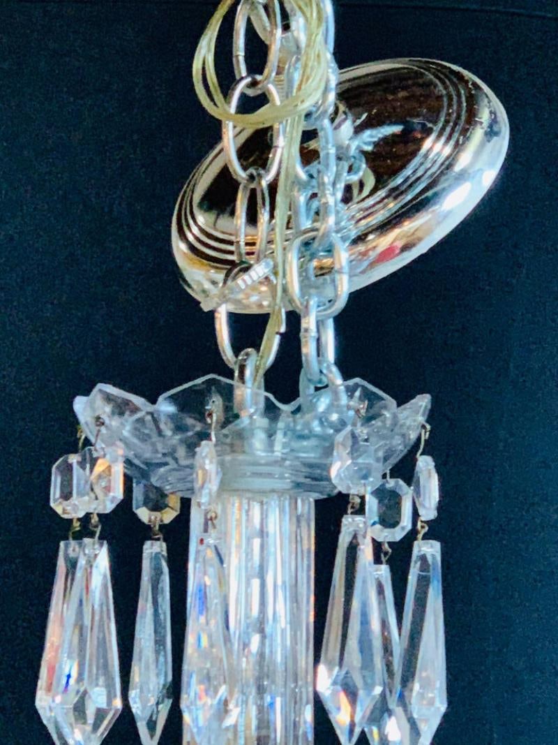Stamped "Waterford" Six-Light Art Deco Style Crystal Chandelier - 8