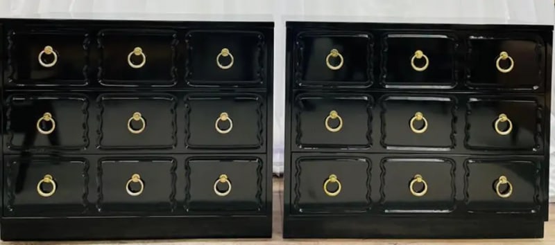 Pair Mid-Century Modern Ebony Commodes/Nightstands/Chests, Dorothy Draper Style - 2