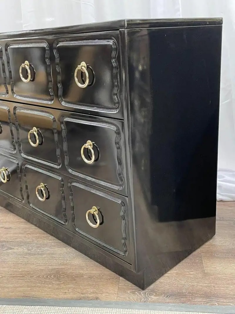 Pair Mid-Century Modern Ebony Commodes/Nightstands/Chests, Dorothy Draper Style - 5