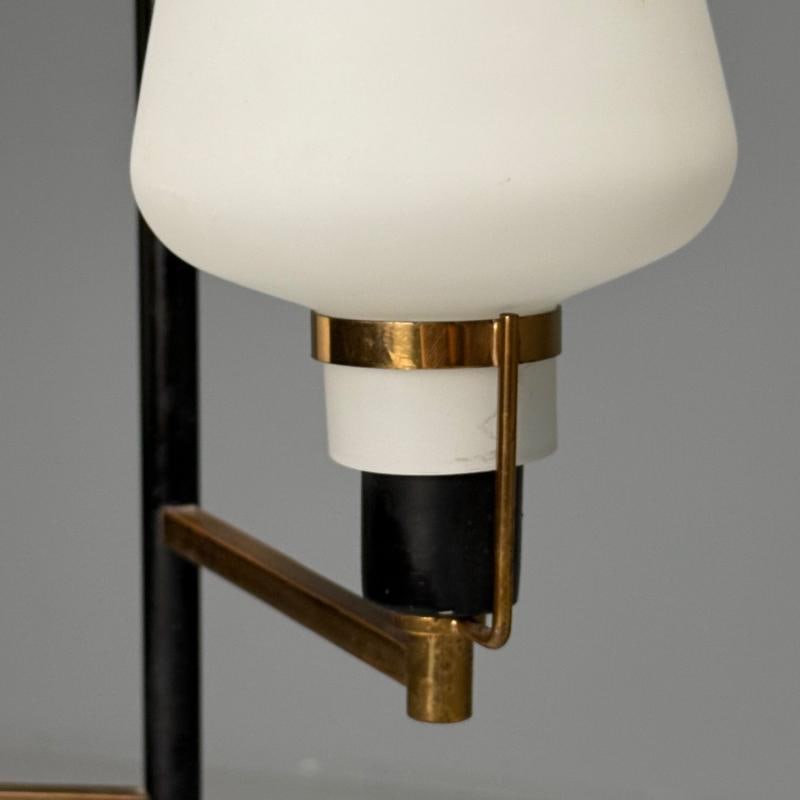 Italian Mid-Century Modern, Ceiling Pendant, Brass, Opaline Glass, Italy, 1950s - 6