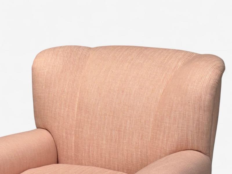 Osvaldo Borsani attr, Pink Linen, Wood, Large Lounge Chairs, Italy, 1950s - 7