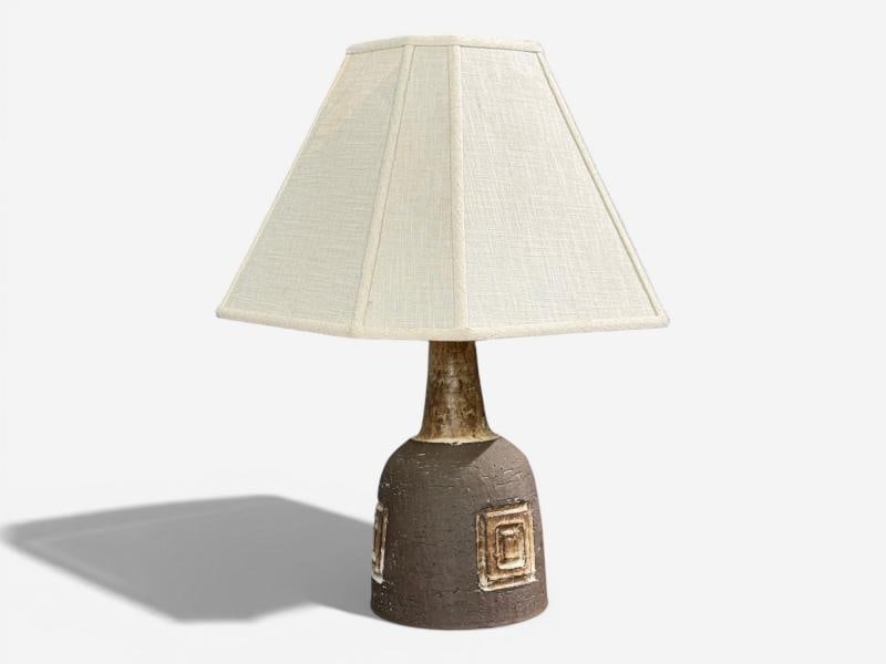 Fridtjof Sejersen, Table Lamp, Brown Ceramic, Denmark, 1960s - 5