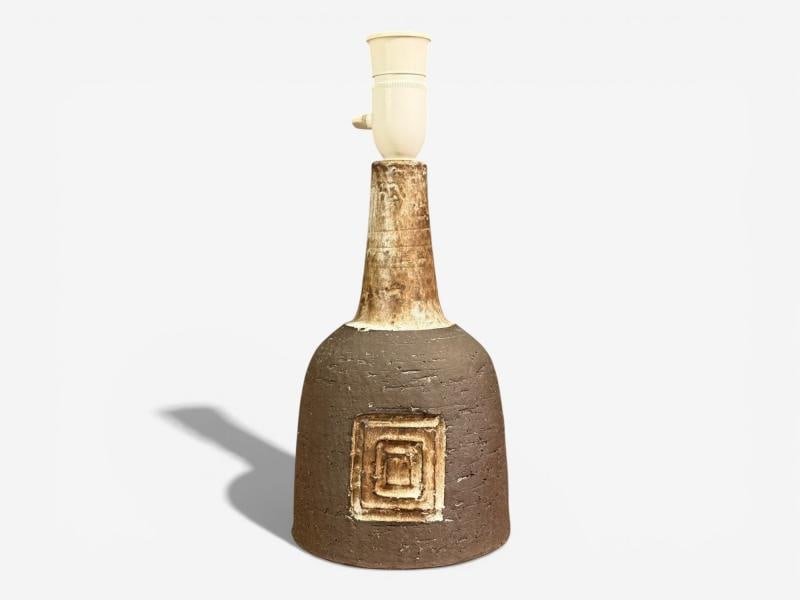 Fridtjof Sejersen, Table Lamp, Brown Ceramic, Denmark, 1960s - 6