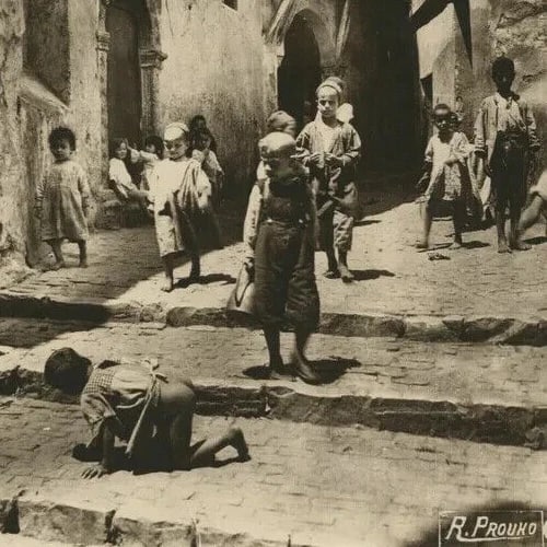 1910 R. PROUHO - Kids in the Street , Algeria Vintage Photographs - 6