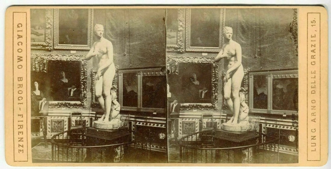 Vintage Stereoview Photograph Giacomo BROGI - Florence Uffizi Gallery c. 1870 - 4