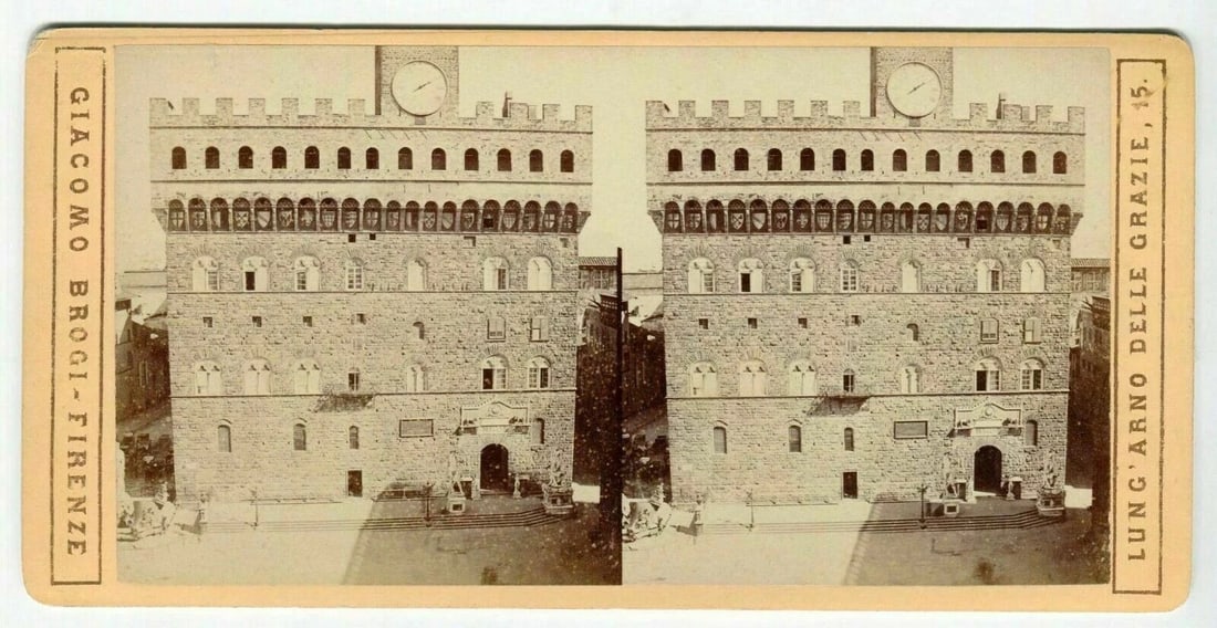 Vintage Stereoview Photograph Giacomo BROGI - Florence Uffizi Gallery c. 1870 - 6