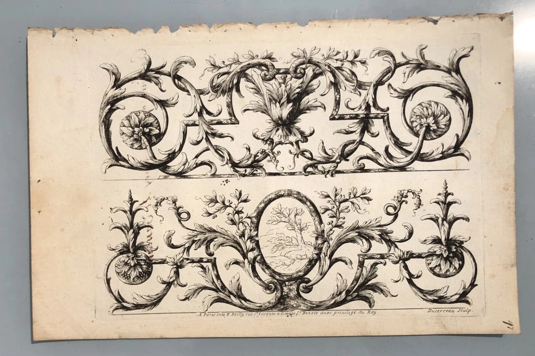 Androuet-Paul DUCERCEAU 1623-1710 - Flowers - Antique Original Etchings x5 - 5