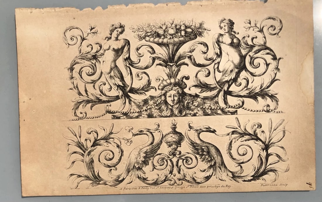 Androuet-Paul DUCERCEAU 1623-1710 - Flowers - Antique Original Etchings x5 - 6